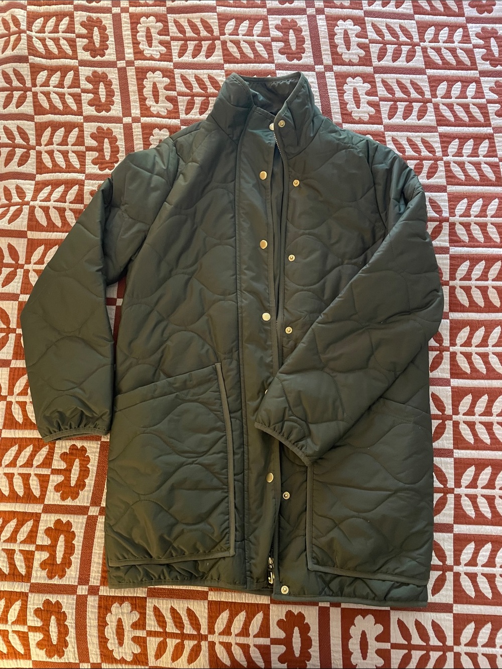 Quince Featherless Olive Green Quilted Puffer Coat